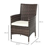 Outsunny 4 Pc Rattan Chair Set, Patio Sofa Chairs Set, Cushioned Outdoor Rattan Furniture