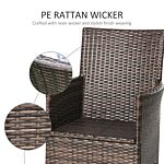 Outsunny 4 Pc Rattan Chair Set, Patio Sofa Chairs Set, Cushioned Outdoor Rattan Furniture