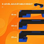 Sportnow 15cm/20cm/25cm Exercise Stepper For Home Workout, Aerobic Step Platform, Blue