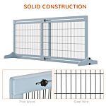 Pawhut Adjustable Wooden Pet Gate, Freestanding Dog Barrier Fence With 3 Panels For Doorway, Hallway, 69h X 104-183h Cm, Blue