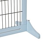 Pawhut Adjustable Wooden Pet Gate, Freestanding Dog Barrier Fence With 3 Panels For Doorway, Hallway, 69h X 104-183h Cm, Blue