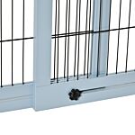 Pawhut Adjustable Wooden Pet Gate, Freestanding Dog Barrier Fence With 3 Panels For Doorway, Hallway, 69h X 104-183h Cm, Blue