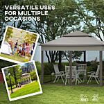Outsunny 3 X 3(m) Pop Up Gazebo, Double-roof Garden Tent With Netting And Carry Bag, Party Event Shelter For Outdoor Patio, Light Grey