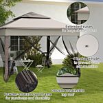 Outsunny 3 X 3(m) Pop Up Gazebo, Double-roof Garden Tent With Netting And Carry Bag, Party Event Shelter For Outdoor Patio, Light Grey