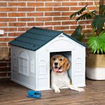 Pawhut Plastic Weatherproof Dog House, Blue