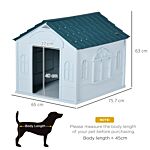 Pawhut Plastic Weatherproof Dog House, Blue
