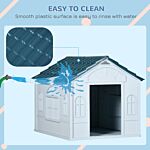 Pawhut Plastic Weatherproof Dog House, Blue