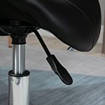 Homcom Saddle Stool, Pu Leather Adjustable Rolling Salon Chair With Steel Frame For Massage, Spa, Beauty And Tattoo, Black