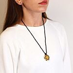 Laced Gemstone Hexagon Pendant - Yellow Quartz