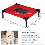 Pawhut Elevated Pet Bed Portable Camping Raised Dog Bed W/ Metal Frame Black And Red (small)