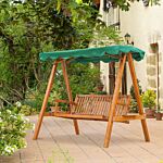 Outsunny 3-seater Wooden Garden Swing Chair Seat Bench, Green