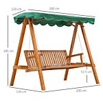 Outsunny 3-seater Wooden Garden Swing Chair Seat Bench, Green