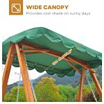 Outsunny 3-seater Wooden Garden Swing Chair Seat Bench, Green