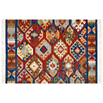 Wool Area Rug Multicolour 160 X 230 Cm Hand Woven Kilim Rug Rustic Oriental Design Beliani