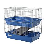 Pawhut Metal 2-tier Small Guinea Pigs Hutches Blue