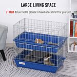 Pawhut Metal 2-tier Small Guinea Pigs Hutches Blue