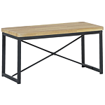 Dining Set Light Wood Top Black Steel Frame Rectangular Table 110 X 70 Cm 4 Seater With 2 Chairs And Bench Beliani