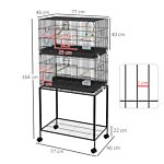 Pawhut Double Stackable Bird Cage On Wheels W/ Stand, For Canaries