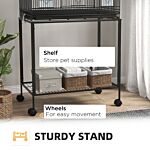 Pawhut Double Stackable Bird Cage On Wheels W/ Stand, For Canaries