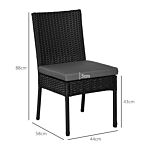 Outsunny Set Of Four Armless Rattan Garden Chairs - Black