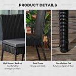 Outsunny Set Of Four Armless Rattan Garden Chairs - Black