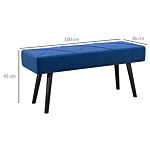 Homcom End Of Bed Bench With X-shape Design And Steel Legs, Upholstered Hallway Bench For Bedroom, Blue