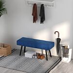 Homcom End Of Bed Bench With X-shape Design And Steel Legs, Upholstered Hallway Bench For Bedroom, Blue