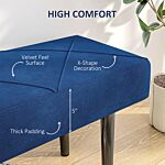Homcom End Of Bed Bench With X-shape Design And Steel Legs, Upholstered Hallway Bench For Bedroom, Blue
