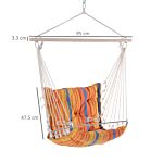 Outsunny Hanging Hammock Chair Cotton Rope Cushioned Chair Garden Yard Patio Swing Seat Wooden Cotton Cloth, Orange