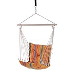 Outsunny Hanging Hammock Chair Cotton Rope Cushioned Chair Garden Yard Patio Swing Seat Wooden Cotton Cloth, Orange