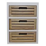 3 Drawer Unit In White With Natural Wooden Drawers With Removable Legs