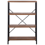 3 Tier Bookcase Dark Wood With Metal Frame Freestanding Open Shelves Industrial Cross-back Home Beliani