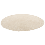 Shaggy Area Rug Beige 140 Cm Modern High-pile Machine-tufted Round Carpet Beliani