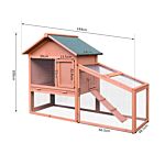 Pawhut Small Animal Two-level Fir Wood Hutch W/ Slide Out Tray Red/brown