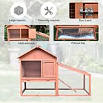 Pawhut Small Animal Two-level Fir Wood Hutch W/ Slide Out Tray Red/brown