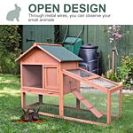 Pawhut Small Animal Two-level Fir Wood Hutch W/ Slide Out Tray Red/brown