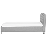 Eu Single Size Bed Grey Fabric 3ft Upholstered Frame With Storage Nailhead Trim Crystal Buttons Headrest Beliani