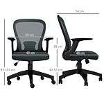 Vinsetto Ergonomic Office Chair, Mesh Desk Chair With Flip-up Armrest, Lumbar Back Support, Swivel Wheels, Grey