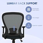 Vinsetto Ergonomic Office Chair, Mesh Desk Chair With Flip-up Armrest, Lumbar Back Support, Swivel Wheels, Grey