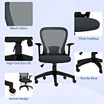 Vinsetto Ergonomic Office Chair, Mesh Desk Chair With Flip-up Armrest, Lumbar Back Support, Swivel Wheels, Grey