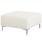 Corner Sofa Bed White Faux Leather Tufted Modern L-shaped Modular 5 Seater With Ottoman Right Hand Chaise Longue Beliani