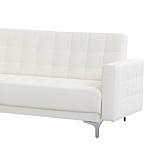 Corner Sofa Bed White Faux Leather Tufted Modern L-shaped Modular 5 Seater With Ottoman Right Hand Chaise Longue Beliani