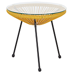 Bistro Set Yellow Pe Rattan 3 Piece 2 Seater Modern Beliani