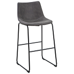 Set Of 2 Bar Stools Dark Grey Fabric Upholstery Black Metal Legs Footstool Industrial Beliani