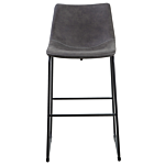 Set Of 2 Bar Stools Dark Grey Fabric Upholstery Black Metal Legs Footstool Industrial Beliani