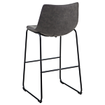 Set Of 2 Bar Stools Dark Grey Fabric Upholstery Black Metal Legs Footstool Industrial Beliani