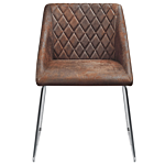 Set Of 2 Dining Chairs Brown Fabric Chromed Metal Legs Modern Beliani