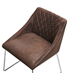 Set Of 2 Dining Chairs Brown Fabric Chromed Metal Legs Modern Beliani