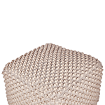 Pouf Ottoman Footstool Taupe Beige 50 X 50 X 35 Cm Hand Woven Cotton Beads Filling Square Beliani