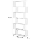 Homcom Wooden Wood S Shape Storage Display 6 Shelves Room Divider Unit Chest Bookshelf Bookcase Cupboard Cabinet Home Office Furniture, White